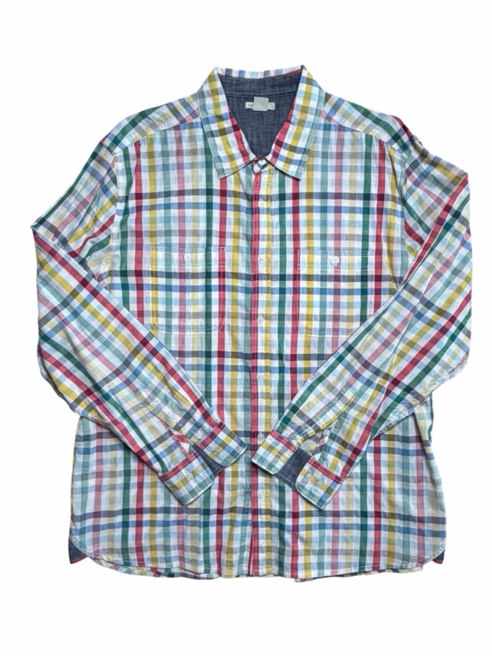 Carbon2Cobalt Primary Color Plaid Button Down Shirt Size XL